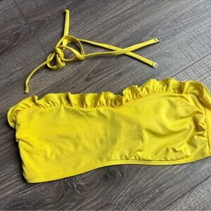 Vibrant Yellow Ruffled Bikini Top with Halter Ties